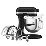 KitchenAid Küchenmaschine - Artisan - Multifunktionaler Küchenroboter mit Schüsselheber - Mit 5 Zubehörteilen - 6,6L Edelstahlschüssel - Matt schwarz