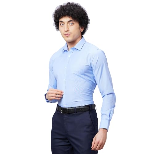 Image of Park Avenue Slim Fit Self Design Medium Blue Shirt