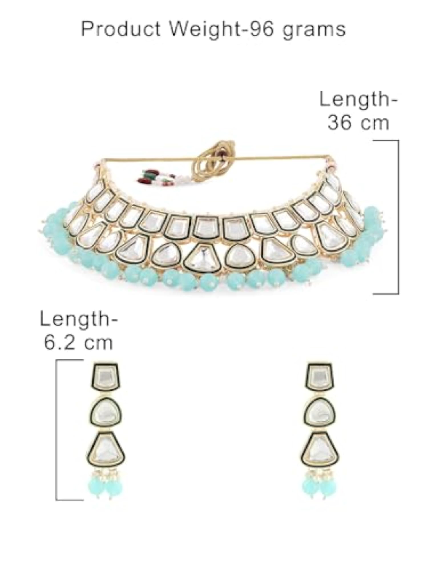 Kundan Choker Necklace Earring & Ring Set - ZPFK16364