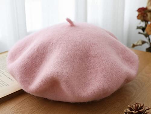 Kids Girls French Beret Hat Artist Hat Solid Warm Beanie Cap Winter Autumn (Pink, 1) #TOP1