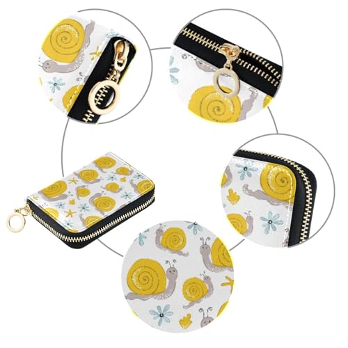 BGXW Cute Funny Snail RFID Credit Card Holder Wallets for Women, Leather Zipper Card Case Accordion Wallet for Women Girls3