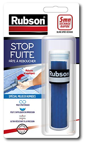RUBSON pâte à réparer Stop Fuite - pâte auto durcissante pour réparer et colmater des fuites - bâton de 64gr