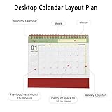 Desk Calendar 2025-2026 Standing Flip Academic Desktop Calendar from Sep 2025 to Dec 2026 7.4x6.3 Inch with Twin-Wire Binding Thick Paper for Home Office School (Red) - Image 3