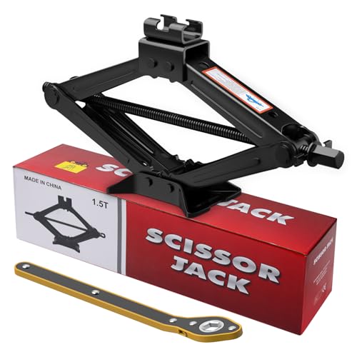 IMAYCC Cric à Ciseaux 1.5T Épaissi de Haute Qualité Avec Poignée à Cliquet - Portatif Pour...