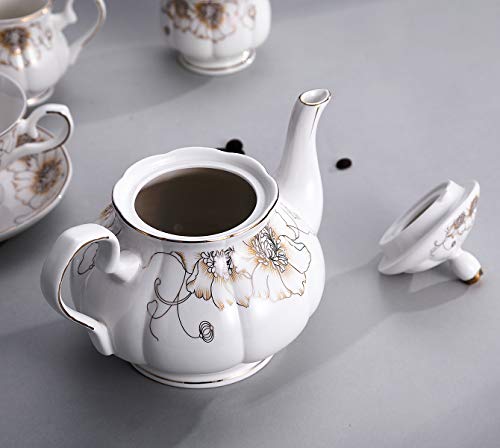 image for CHENP.HMC Tea Set 22-Piece Porcelain Ceramic Coffee Tea Gift Sets Cups