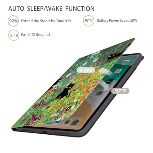 Case for iPad Air 11-Inch (M4/M3/M2), iPad Air 5th/iPad Air 4th Generation 10.9 Inch, iPad Pro 11 Inch Case 4th/3rd/2nd/1st Gen Multi-Angle View Adjustable Stand Auto Wake Sleep, Flower Garden Cat by CutebriCase - Used condition - Image 4