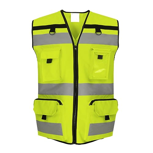 Workwear World High Visibility Class 2 Ripstop Multi Pocket Tool Vest With Optional Breathable Mesh Fabric (Hi Vis Yellow, L)