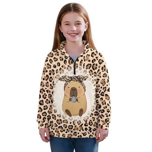 AFPANQZ Girls' Sweatshirts 1/4 Zipper Pullover Cropped Tops for 5-14 Years Teen Girls Long Sleeve Sweater Fall Clothes2