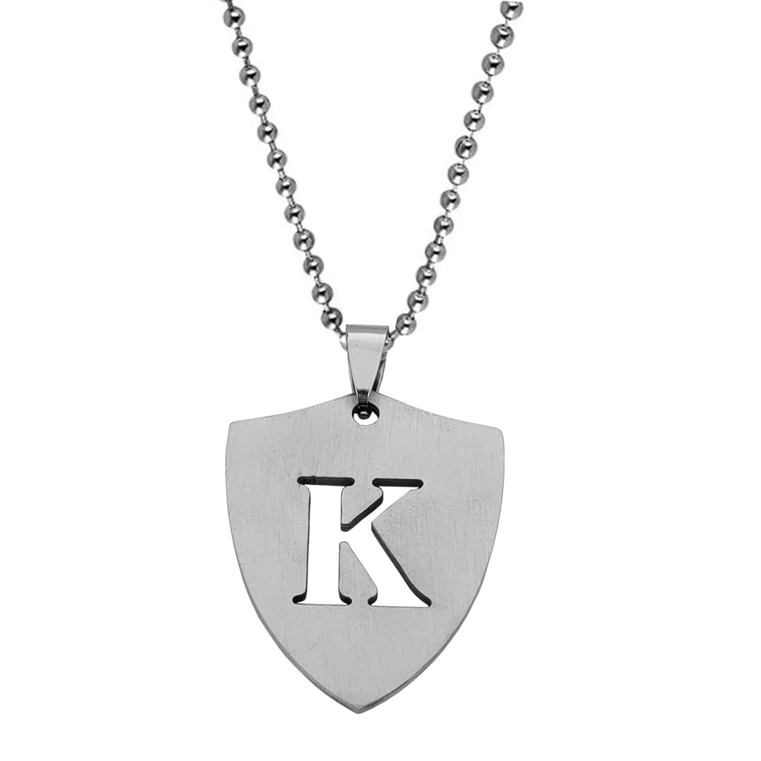 M Men StyleEnglish Alphabet Initial Charms Letter Initial K Alphabet Silver Stainless Steel Letters Script Name From A-Z Pendant Necklace Chain For Men And Women