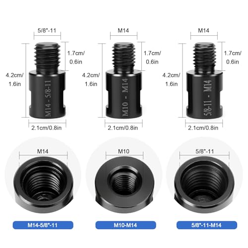 SUNJOYCO 6 PCS Angle Grinder Adapter, Angle Grinder Attachments Converter for Cut Off Wheel, Polishing Sanding Wheel, Backing Pad, M14-M10, M10-M14, M14-1/2"-20, 5/8"-11-M14, M14-5/8"-11, 5/8"-11-M10 by SUNJOYCO - Image 2