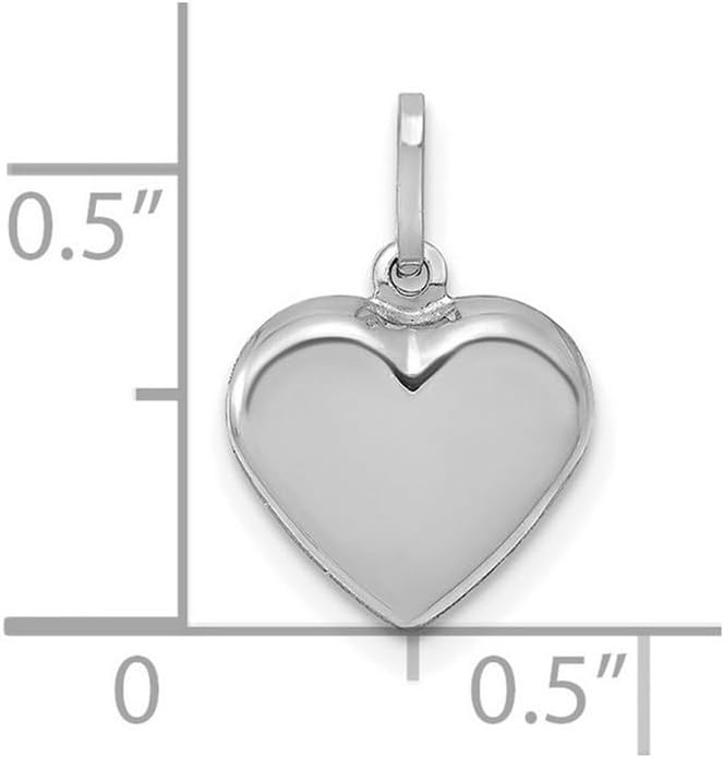 JewelryWeb 14k White Gold Polished 3-d Love Heart Pendant Necklace 15x10mm Wide Pendant for Women - Image 2