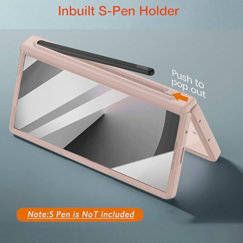 Image of Kapa Geometric S Pen Holder Hinge Protection Back Cover for Samsung Galaxy Z Fold6 / Fold 6 | Slim Shock Proof Case with Inbuilt Glass & S Pen Slot (Titanium)