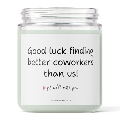 Image of Acute Xoxo Good Luck Finding Better Coworkers Than Us Jar Candle| Miss You Our Dearest Coworker| Lavender Scented Soy Wax Candle| Appreciation Gift| 60 Hours Burn Time