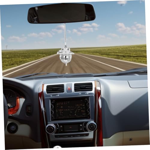 Gatuida - Accesorios para espejo retrovisor de auto: 2 piezas de bola espejada colgante con sombrero de vaquero, decoración disco ball para auto y hogar miniatura 5