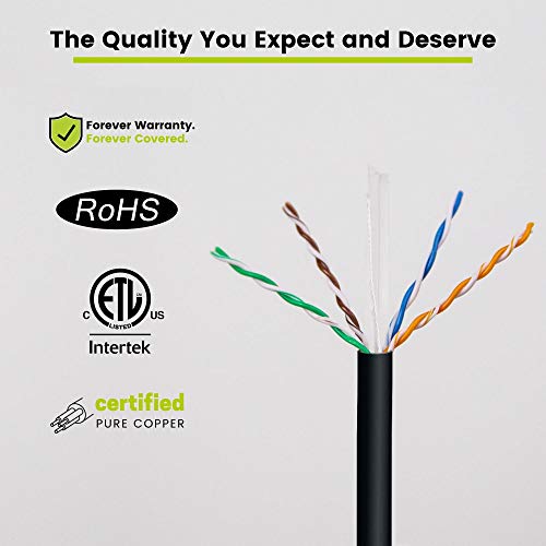 Truecable Cat6 Riser (Cmr), 1000Ft, Black, 23Awg 4 Pair Solid Bare Copper, 550Mhz, Poe++ (4Ppoe), Etl Listed, Unshielded Twisted Pair (Utp), Bulk Ethernet Cable #TOP3