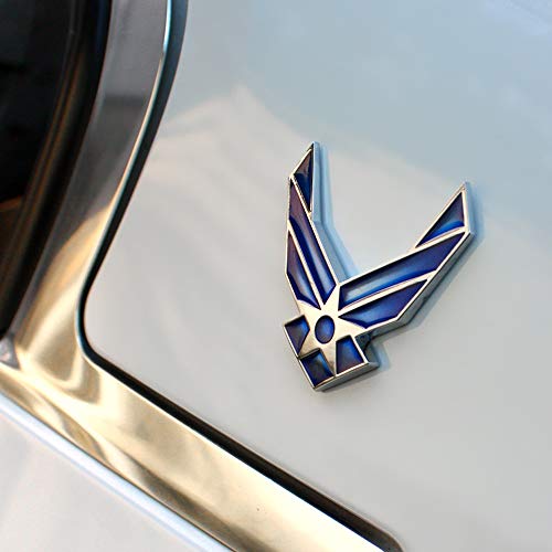 Dsycar 3D Metal Blue Wing Us Air Force Premium Car Body Side Rear Trunk Emblem Badge - Gift 4 Free Air Force Logo Tire Valve Stem Caps #TOP7