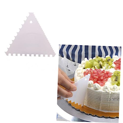 Ciieeo 4pezzi Rasoio per Torte in Plastica Bianca Morbida Set di Raschietti per Torte Pettine Decorativo per Lisciatore per Glassa Fondente Strumento per Cottura Liscio Dentellato Strett