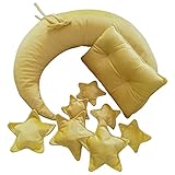 ✿ Material: elastano. Tamaño de la media luna: 40 x 50 cm. Diámetro de la estrella: grande: 15 cm aproximadamente. Pequeño: 10 cm aprox. Tamaño de la almohada cuadrada: aprox. 25 x 15 cm