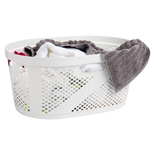Mind Reader Basket Collection, Laundry Basket, 40 Liter (10Kg/22Lbs) Capacity, Cut Out Handles, Ventilated, White #TOP9