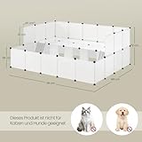 EUGAD Freigehege Kaninchen, Kleintiergehege Kunststoff, Modular Freigehege, Meerschweinchen Gehege, erweiterbar Gehege Kleintiere 181x145x72cm Laufstall Kaninchengehege für Hamster Hasen