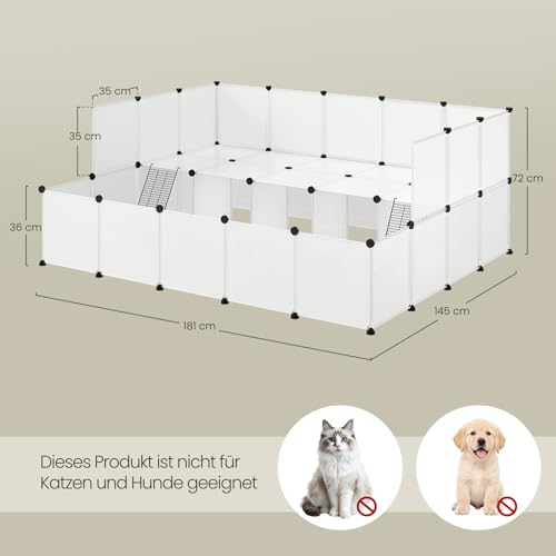 EUGAD Freigehege Kaninchen, Kleintiergehege Kunststoff, Modular Freigehege, Meerschweinchen Gehege, erweiterbar Gehege Kleintiere 181x145x72cm Laufstall Kaninchengehege für Hamster Hasen
