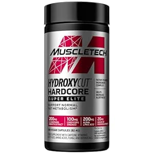 MuscleTech Hydroxycut Hardcore Super Elite, Weightloss, Slimming Pills, Immune System Vitamins – B12 & B6, Increase Alertness & Performance, Support Fat Metabolism, 100 Count