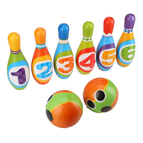 Jouet de bowling pour enfants avec 6 quilles numérotées et 2 boules de jeu