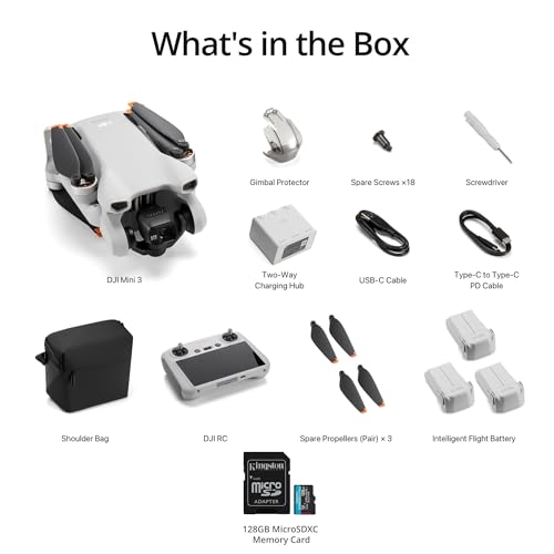 Image of DJI Mini 3 Fly More Combo (DJI RC) Drone Bundle | 128GB Memory Card, Lightweight, Foldable Camera, 4K HDR Video, 51-min Flight Time, (2 items)