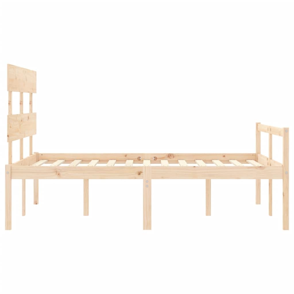 Massives Kiefernholz Seniorengerecht 120x200 cm Braun | Seniorenbett mit Kopfteil 120x200 Massivholz Kiefer Bettgestell mit Lattenrost Stauraum Hohe Sitzhöhe Pflegeleicht