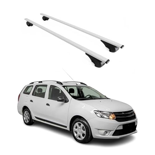 OMAC Barres de Toit pour Dacia Logan MCV 2012-2021 – Antivol Inclus – Charge Max 75 kg – 2 Barres Argent