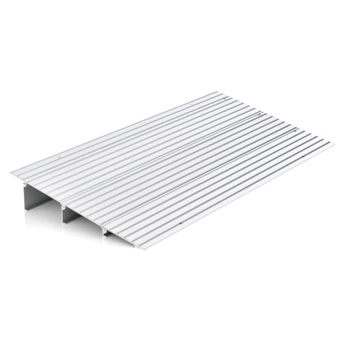 COSTWAY Türschwellenrampe, Rollstuhlrampe Aluminium mit verstellbarem Rampendesign & 317 kg Tragkraft, Bordsteinrampe rutschfest für Rollstuhl, Kinderwagen (8,5 cm Höhe)