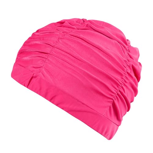 Gorros de natación de tela para cabello corto y largo de tela de nailon, gorros de natación elásticos, gorro de natación cómodo para mujeres y hombres