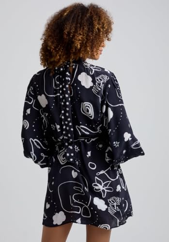 Molly mini-robe col montant avec motif noir envoûtant - 6