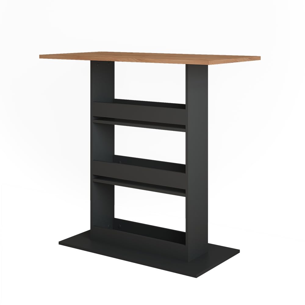 Vicco Tavolo da bar Repose, Rovere dorato/antracite, 110 x 55 cm, con scaffale aperto per riporre utensili da cucina