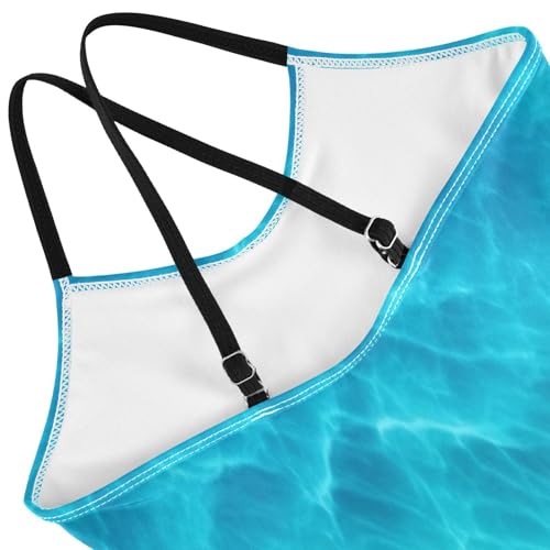 Toddler One Piece Swimsuit Girl, Summer Beach Swimwear 3-10 Y, Turquoise Starfish Sandy Beach4