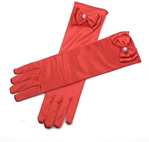 Image of FancyDressWale Girls Satin Long Gloves for Princess Dress Up Party With Bows