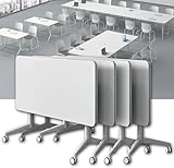 Klappbarer Computertisch mit Rädern – Mobiler Besprechungstisch, kompakter Konferenztisch mit Klappdeckel für Training und Zusammenarbeit