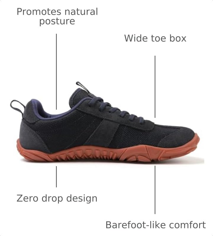 Image of UBFEN Womens Barefoot Shoes Mens Wide Toe Box Zero Drop Minimalist Sneakers | Laces Up, Lightweight, Breathable, Comfortable, Suitable for Walking, Travel, Light Hiking, Trail Running, Tennis, Daily Wear