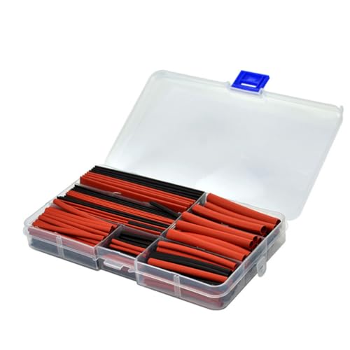 CIYODO 150piezas Tubos Termoretráctiles Ignífugos Con Adhesivo Activado Manguitos Termocontraíbles Para Gestión De Cables Negro y Rojo Protección Para Automoción y Marino