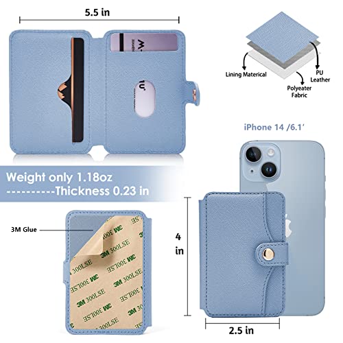 M-Plateau Wallet for Men, Slim Wallet for Back of Phone Adhesive Credit Card Holder Compatible For iPhone 14 Pro Max Case And Most Smartphones (Sky Blue) by M-Plateau - Image 4
