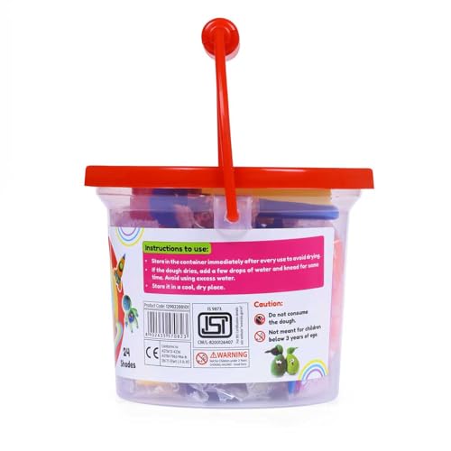 Image of Kores Play Dough - 400 g (16 Shades) | Non-Toxic Soft Modelling Clay with 8 Moulds, 2 Impression Moulds, 1 Cutter & 1 Roller |Creative Art Set for Kids | Fun Learning & Sensory Play Bucket