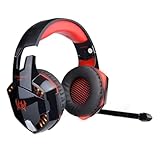 Angoily パソコン用ゲームヘッドホン ゲームヘッドフォン主導 ビデオゲームのヘッドセット ゲームヘッドセット 赤