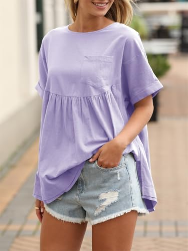 Image of Tankaneo Womens Summer Babydoll Tops Casual Loose Fit Peplum Oversized Tunic Shirts