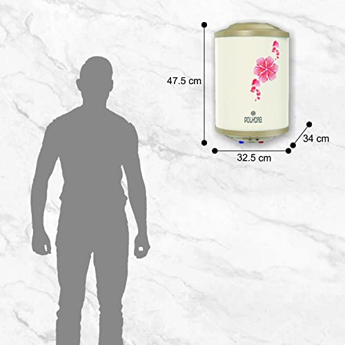 Image of Polycab Elanza 10Ltr Electric Storage Water Heater (Geyser) with Anti rust glass lined tank, hard water resistant, multiple layer safety, ISI certified with 7 years inner tank Warranty (Off-White)