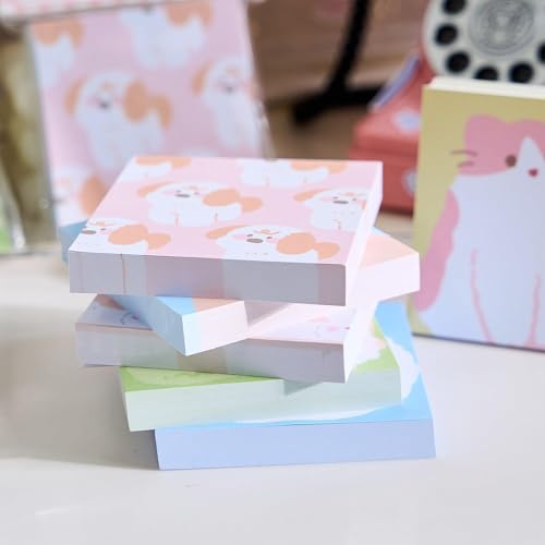 Image of Korean Stationery Mini Transparent 3-Hole Binder Spiral Diary Notebook - Cute Kawaii Portable Journal Notebook Agenda for Girls & Students (80+ Pages) (Animal theme Sticky Notes Set 1)