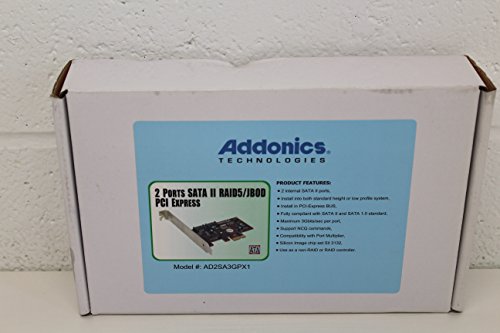 Addonics 2 Port SATA II PCI Express Controller Card-2PORT SATA II RAID5/ BOD -PCIE CONTROLLER AD2SA3GPX1