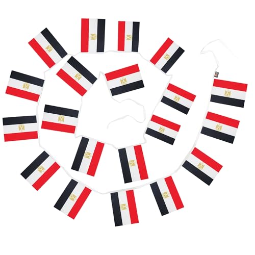 Image of AZ FLAG Egypt 6 meters BUNTING Flag 20 flags 9'' x 6'' - Egyptian STRING flags 15 x 21 cm