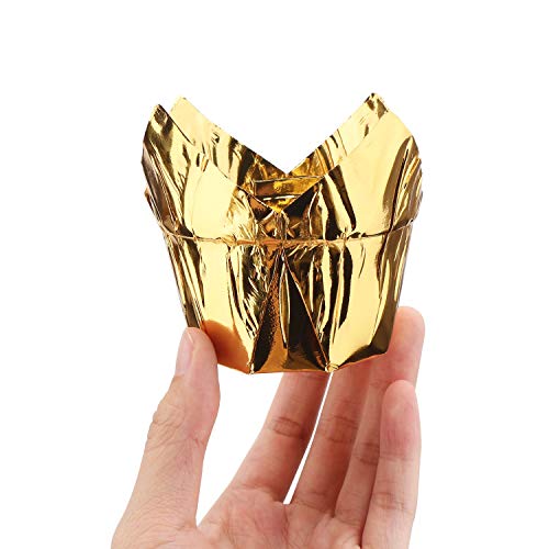 Cupcake Liners, Eusoar 3.5Oz Aluminum Foil Baking Cups 150Pcs, Muffin Cups, Disposable Tulip Style Cupcake Cups, Baking Cups, Aluminum Cupcake Pan Ramekin Holders #TOP6