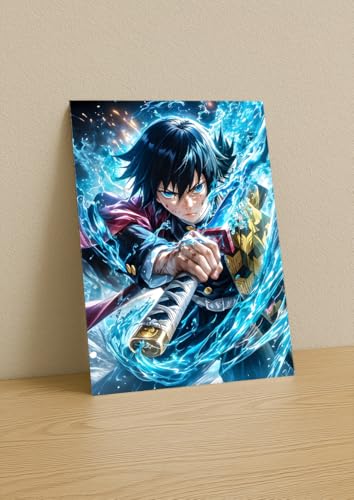 Image of NIJUKA Anime Printed A4 Size Metal sheet Poster For Home And Room Decoration | For Anime Art Fans Boys And Girls (Giyu Tomioka Water Hashira)