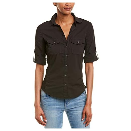 James Perse Contrast Ribbed Surplus Shirt Size 2 Blk